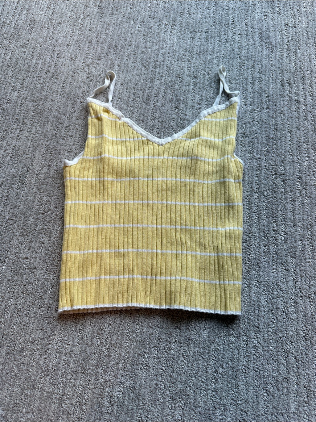 Women's Yellow Kendall & Kylie Striped Ribbed Cami Tank Top